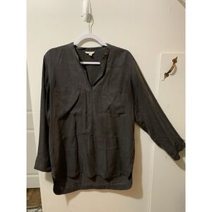 Gap Womens Lyocell Top Gray Pullover Medium Long Sleeve Minimalist Career